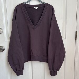 AGOLDE Low V Neck Sweatshirt Sz Large purple like color 100% Cotton Lounge wear